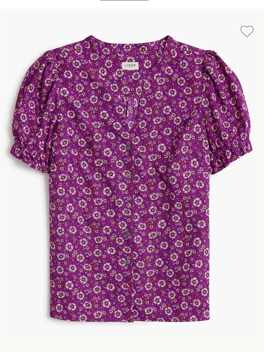 J. Crew Purple Floral Puff Sleeve Blouse
